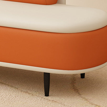 Contemporary Nordic Faux Leather Wood Carbon Steel Oval Storage Bench With Backrest For Bedroom & Entryway