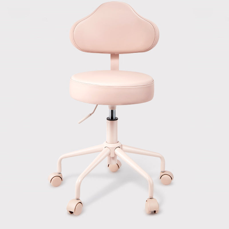 Contemporary Nordic Leather & Metal Cloud-Shaped Round Swivel Vanity Stool Backrest For Bedroom & Home Office