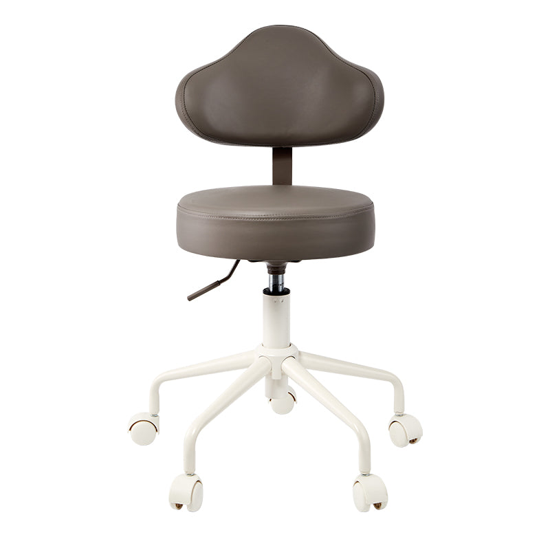 Contemporary Nordic Leather & Metal Cloud-Shaped Round Swivel Vanity Stool Backrest For Bedroom & Home Office