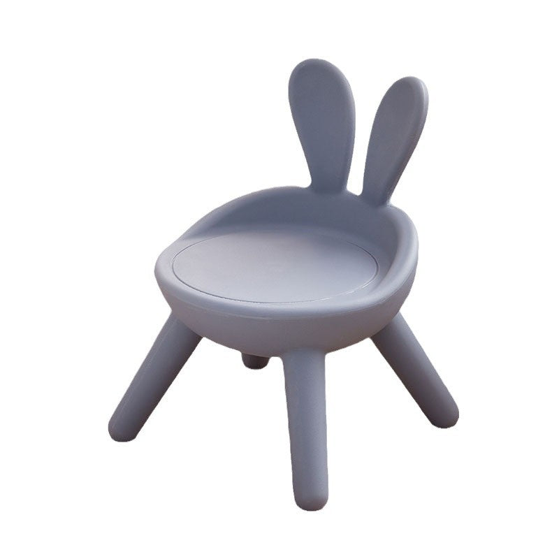 Contemporary Creative Kids PE Bunny Ear Round Footstool With Backrest For Entryway And Living Room