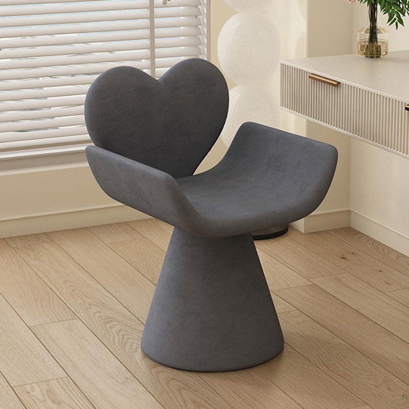 Contemporary Nordic Velvet Wood Heart-Shaped Curved Swivel Vanity Stool With Backrest For Bedroom