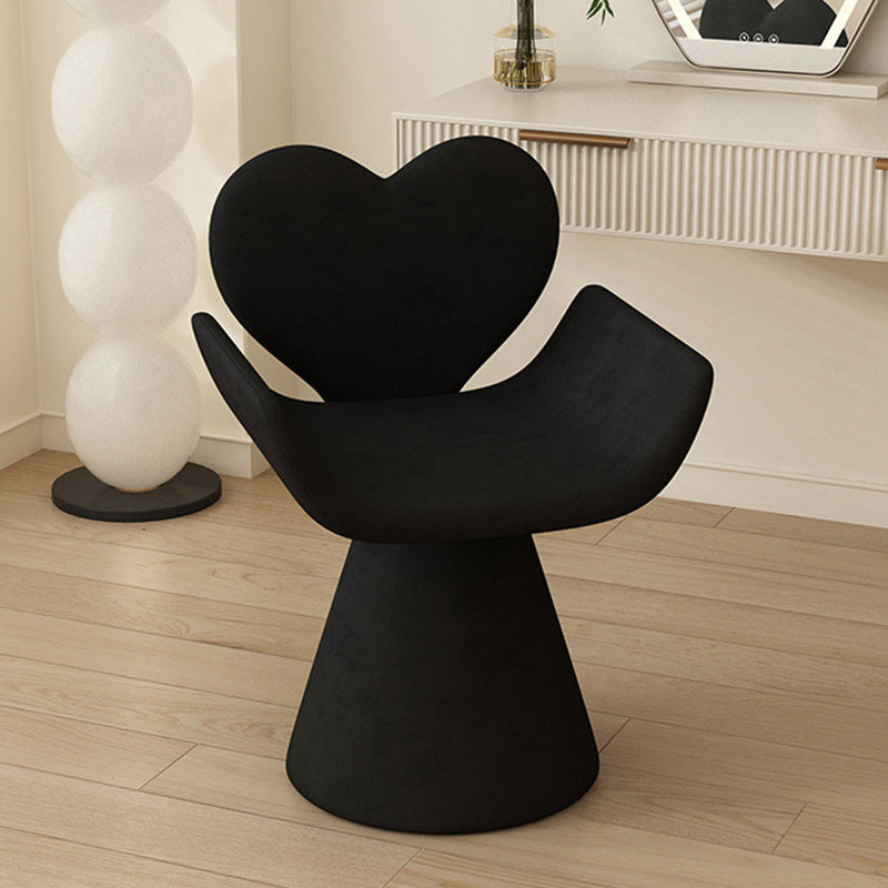 Contemporary Nordic Velvet Wood Heart-Shaped Curved Swivel Vanity Stool With Backrest For Bedroom