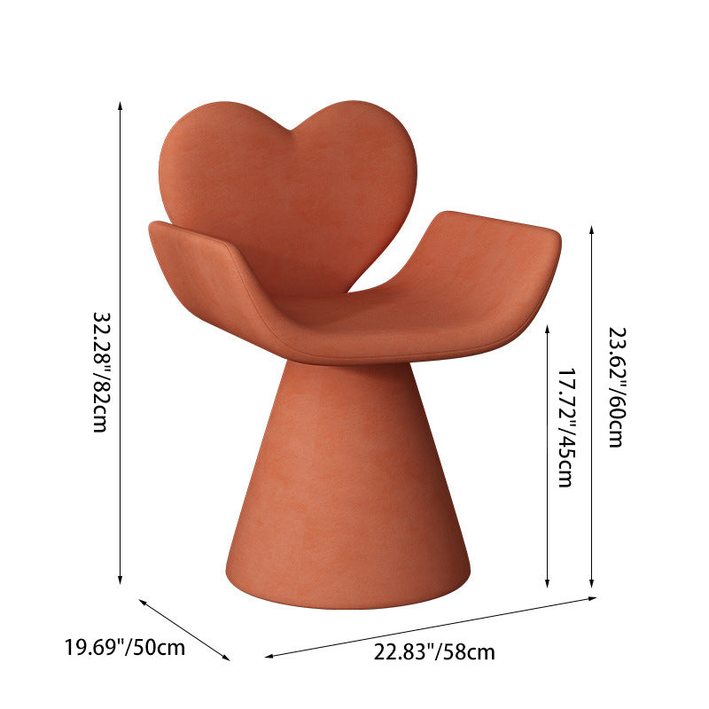 Contemporary Nordic Velvet Wood Heart-Shaped Curved Swivel Vanity Stool With Backrest For Bedroom