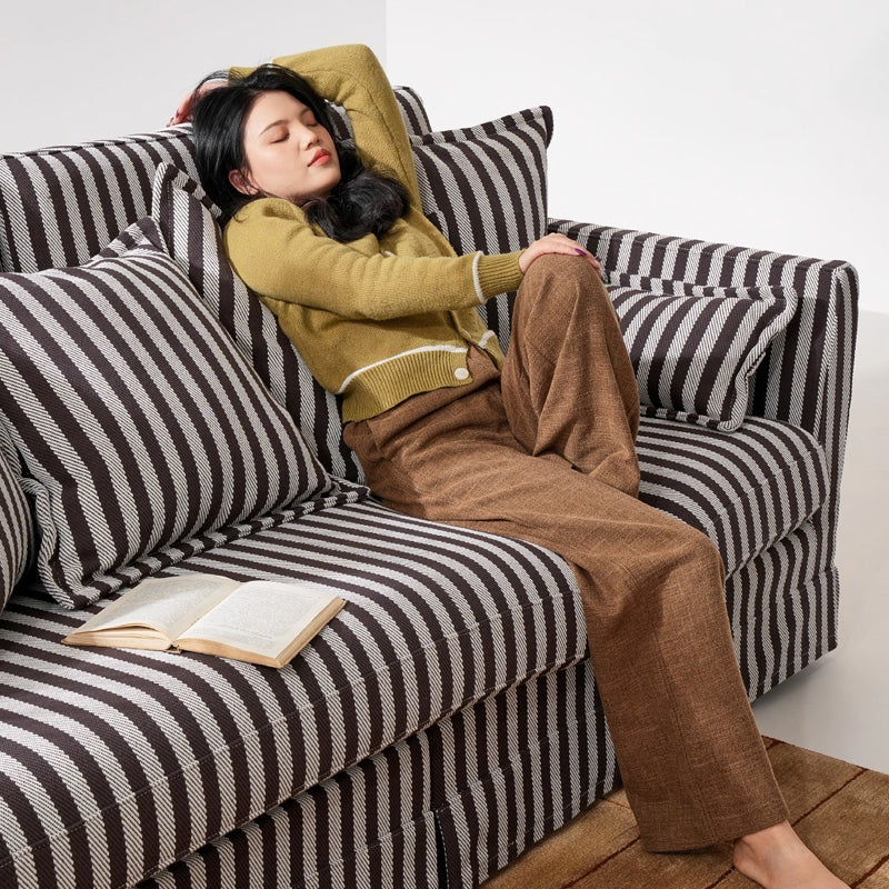 Removable Cover Sofa with Birch Frame – Elegant French 3/4-Seater Accent Chair for Living Room