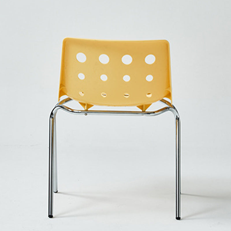 Contemporary Creative Rectangle Cheese Shape Carbon Steel Frame PP Dining Chair Backrest For Dining Room