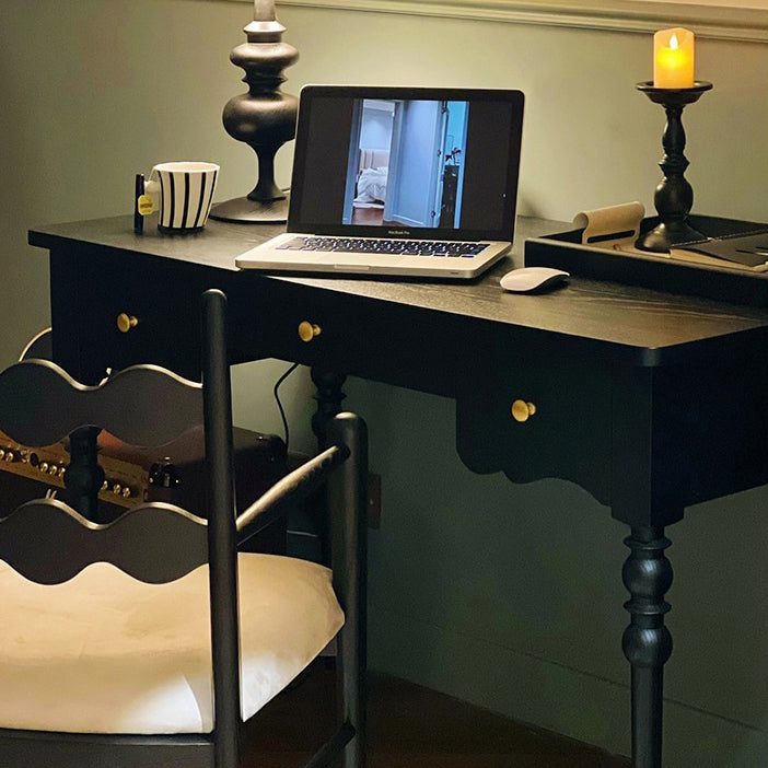 Traditional Vintage Square Rubberwood Velvet Dining Chair Backrest Armrest For Dining Room