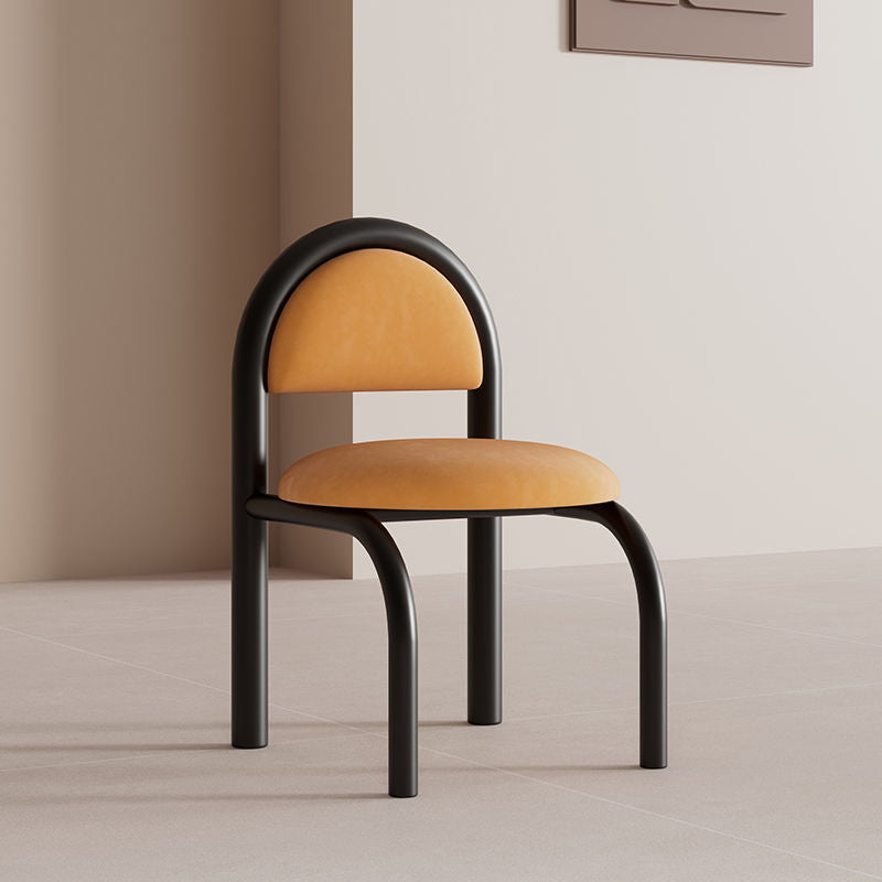 Contemporary Nordic Round Upholstered Velvet Metal Frame Dining Chair For Dining Room