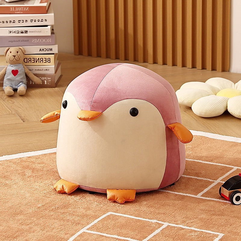 كرسي منخفض من الخشب الصلب بتصميم البطريق المعاصر والمبتكر للأطفال لغرفة المعيشة