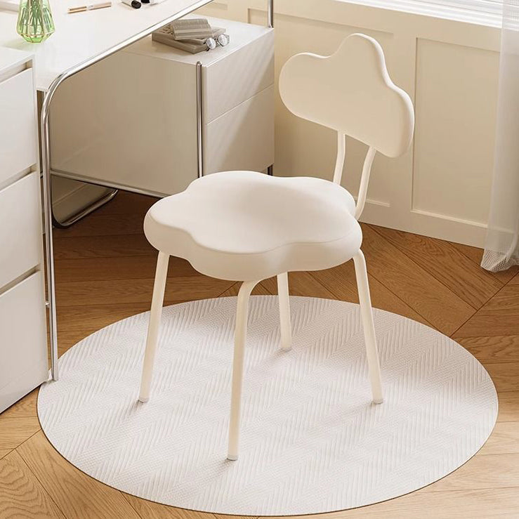 Modern Minimalist Cream Cloud Upholstered Faux Leather Metal Frame Vanity Stool Backrest For Bedroom