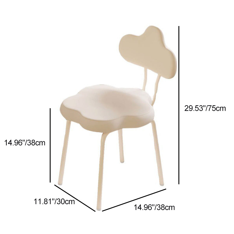 Modern Minimalist Cream Cloud Upholstered Faux Leather Metal Frame Vanity Stool Backrest For Bedroom