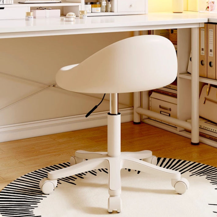 Modern Minimalist Round Upholstered Microfiber Leather Hardware Vanity Stool Movable Liftable For Bedroom