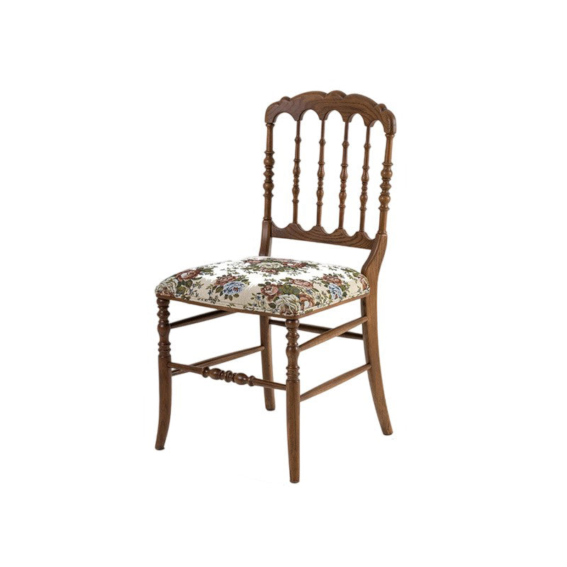 Traditional Vintage Solid Wood Cotton-Linen Sponge Cushion Dining Chair Backrest For Dining Room