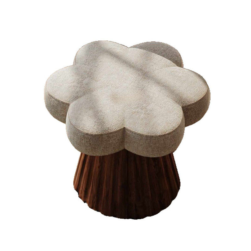 Modern Minimalist Petal-Shaped Solid Wood Chenille Upholstery Sponge Cushion Vanity Stool For Bedroom