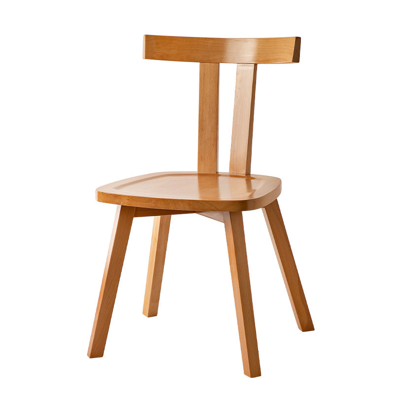 Modern Minimalist Solid Wood Dining Chair Backrest Grooved Seat For Dining Room