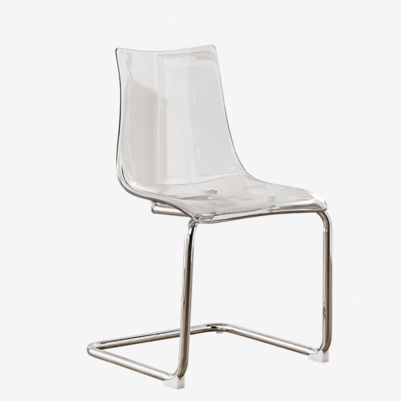 Modern Minimalist Curved Polycarbonate Metal Dining Chair Backrest For Dining Room