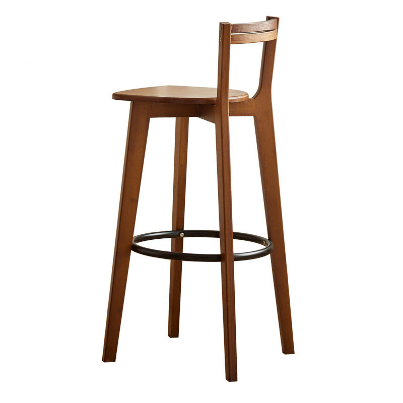 Modern Minimalist Nan Bamboo Square Bar Stool Backrest Armless Footrest For Dining Room