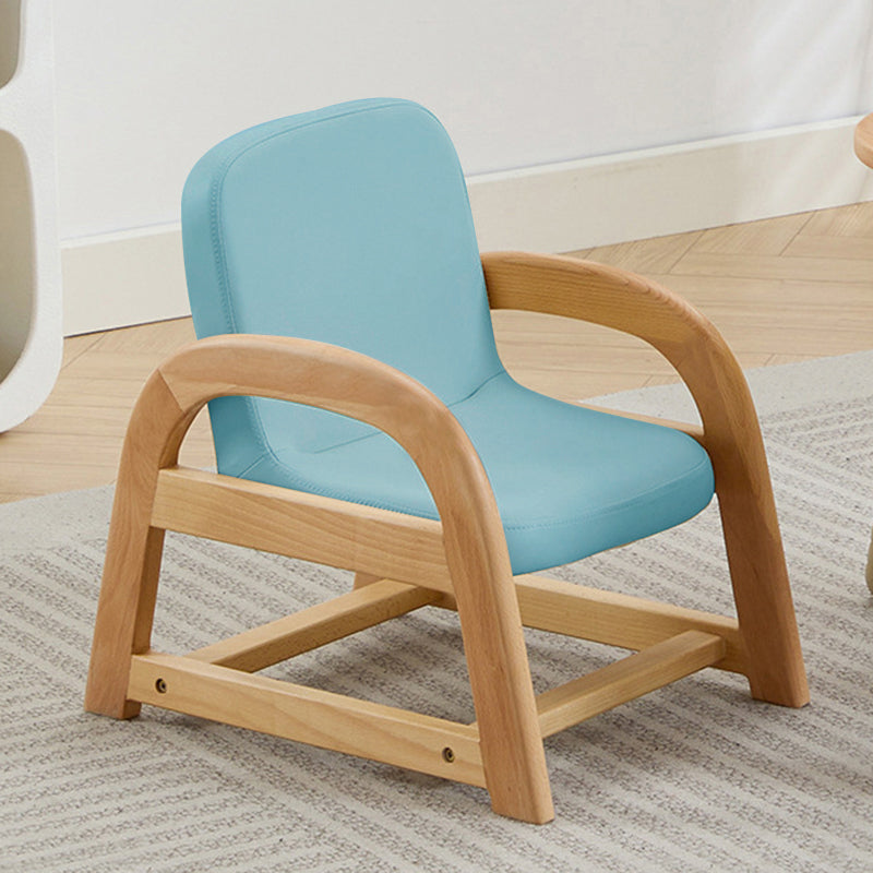 Contemporary Scandinavian Kids Beech Frame PU Leather Sponge Curved Accent Chair Height Adjustable Backrest Armrests For Living Room