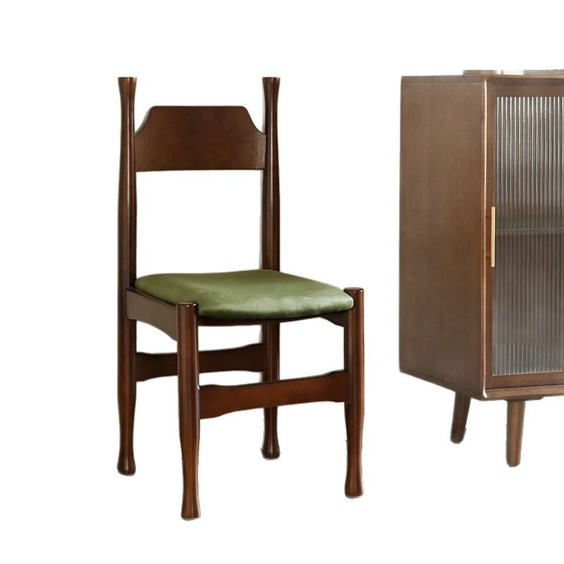 Modern Minimalist Velvet Sponge Rubberwood Solid Wood Multi-layer Board Curve Dining Chair Backrest Armless For Dining Room