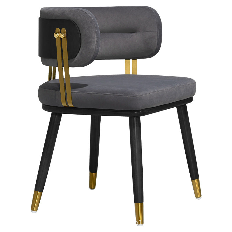 Contemporary Scandinavian Flannel Ash Wood Stainless Steel Sponge Elliptical Wrapped Dining Chair Backrest For Dining Room