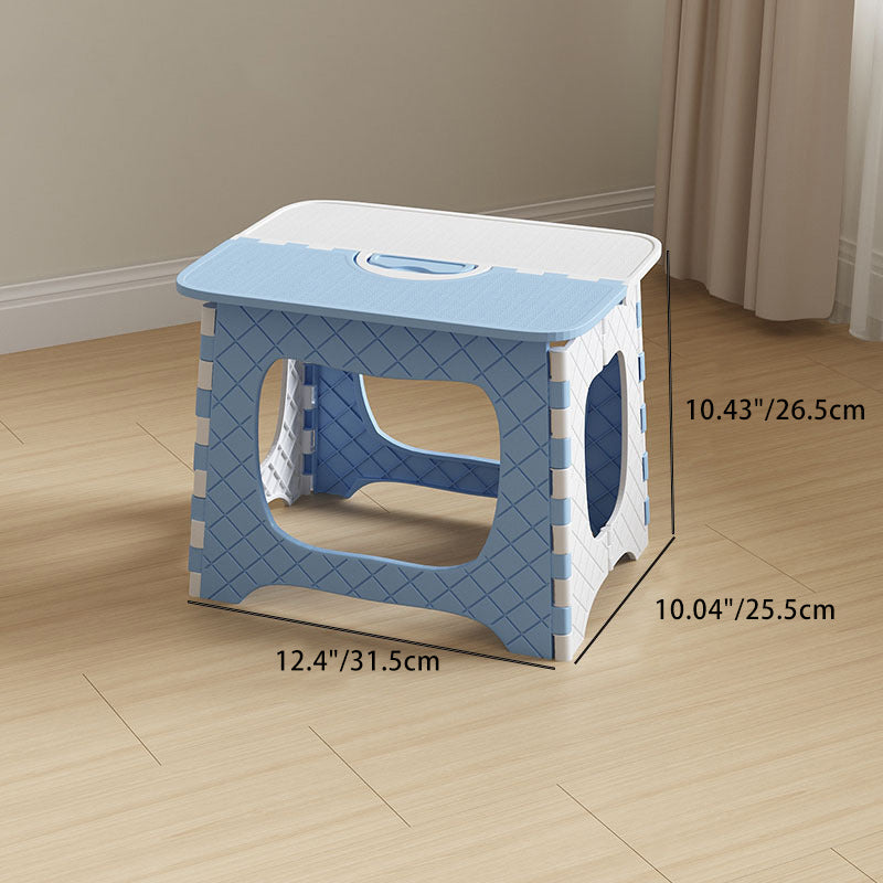 Contemporary Nordic Kids Foldable Portable Polypropylene Rectangular Diamond Check Pattern Low Stool Backless For Living Room