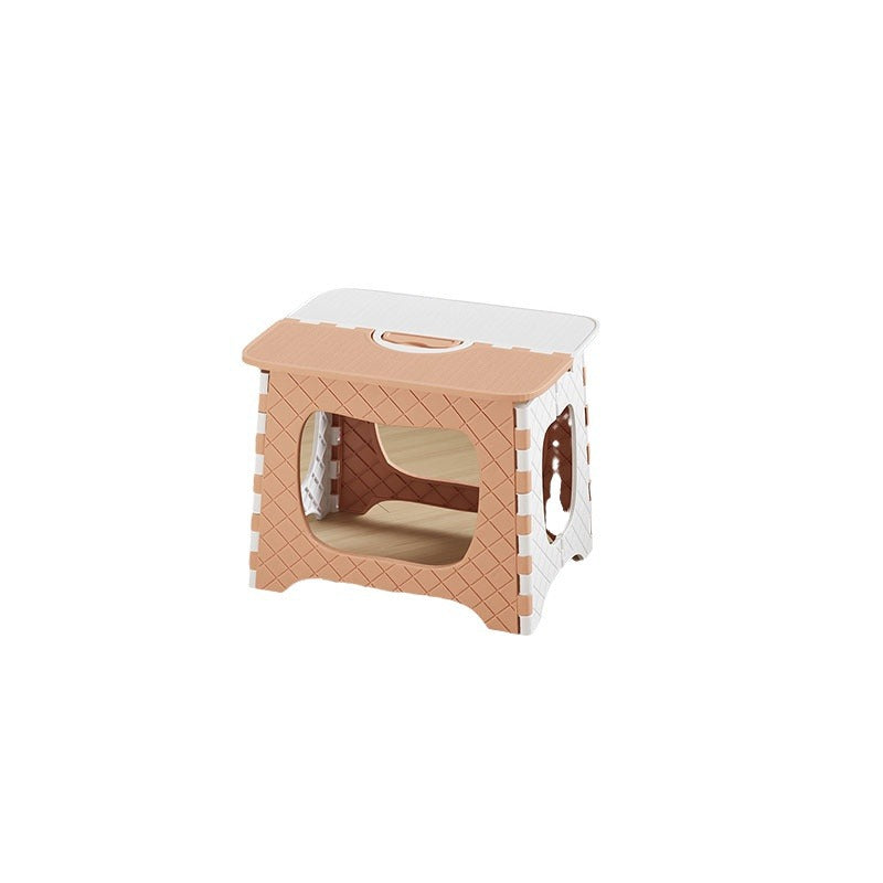 Contemporary Nordic Kids Foldable Portable Polypropylene Rectangular Diamond Check Pattern Low Stool Backless For Living Room