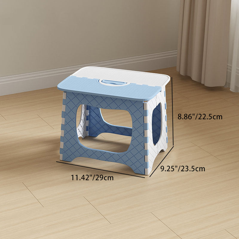 Contemporary Nordic Kids Foldable Portable Polypropylene Rectangular Diamond Check Pattern Low Stool Backless For Living Room