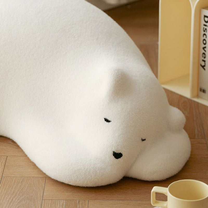 Contemporary Creative Kids Lying Polar Bear Velvet Wood Cotton Lazy Sofa Backrest For Bedroom