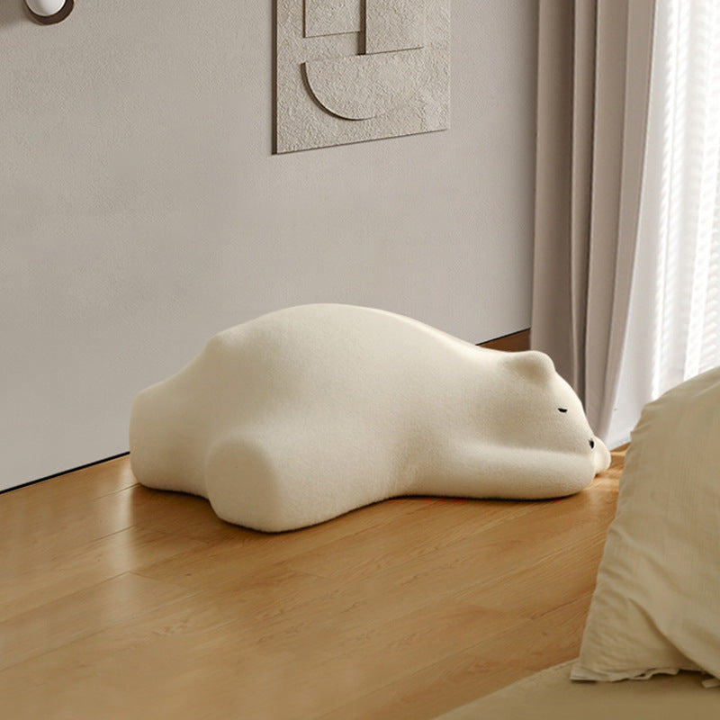 Contemporary Creative Kids Lying Polar Bear Velvet Wood Cotton Lazy Sofa Backrest For Bedroom
