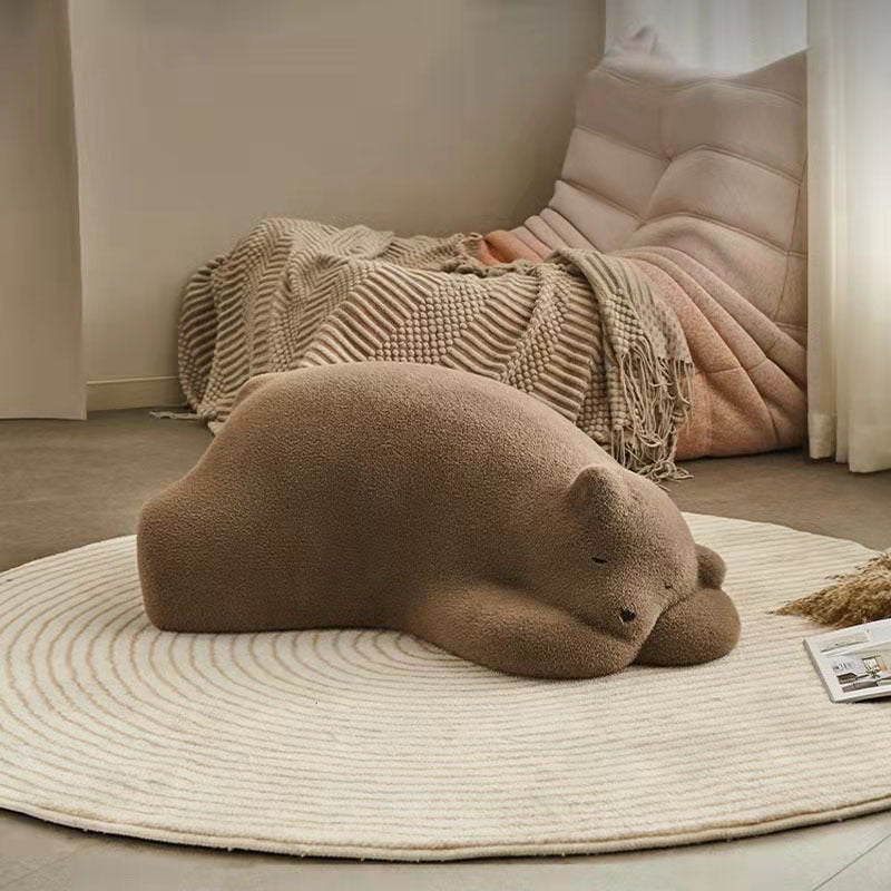 Contemporary Creative Kids Lying Polar Bear Velvet Wood Cotton Lazy Sofa Backrest For Bedroom