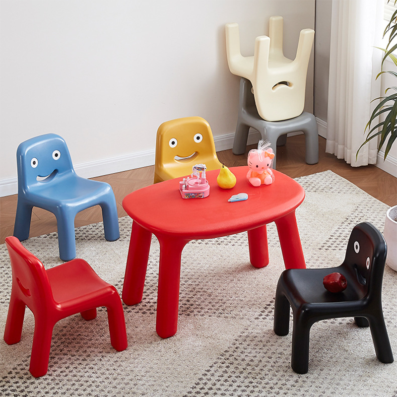 Contemporary Scandinavian Kids Smile Square PE Low Chair Backrest Armless For Living Room