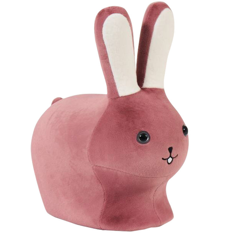 Contemporary Creative Kids Wood Velvet Cotton Rabbit Low Stool Backless For Entryway