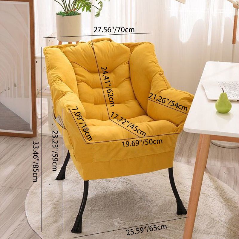 Contemporary Scandinavian Fabric Deerskin Flannel Steel Cotton Petal Square Accent Chair Backrest Detachable Storage Bag For Bedroom