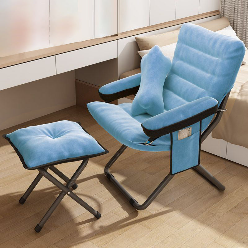 Modern Simplicity Velvet Metal Cotton Rectangular Semi-Curved Foldable Recliner Footrest Backrest Storage Bag For Bedroom