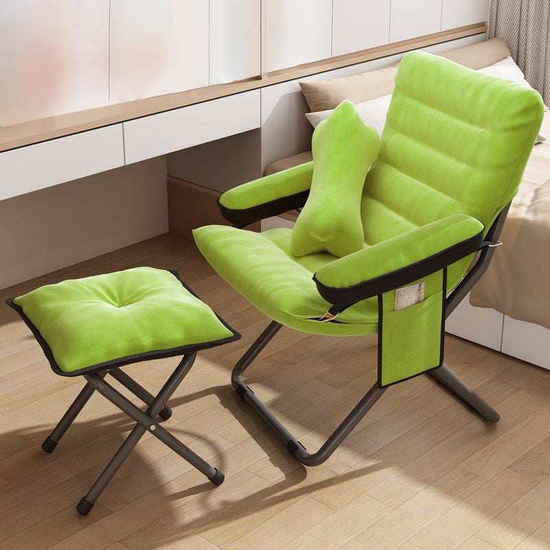 Modern Simplicity Velvet Metal Cotton Rectangular Semi-Curved Foldable Recliner Footrest Backrest Storage Bag For Bedroom