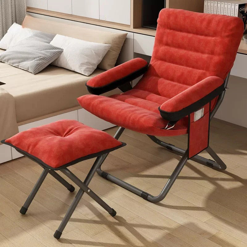 Modern Simplicity Velvet Metal Cotton Rectangular Semi-Curved Foldable Recliner Footrest Backrest Storage Bag For Bedroom