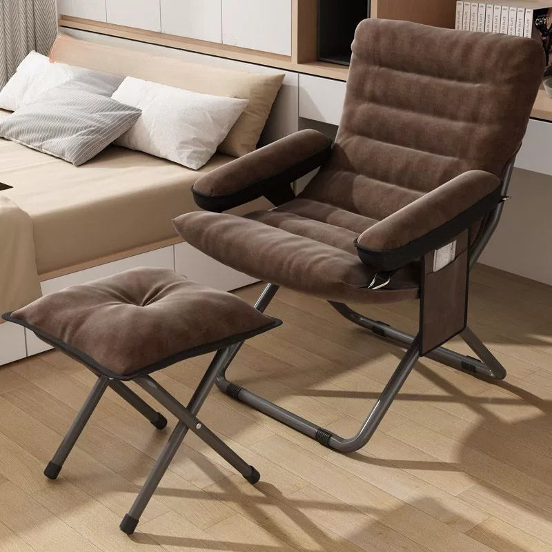 Modern Simplicity Velvet Metal Cotton Rectangular Semi-Curved Foldable Recliner Footrest Backrest Storage Bag For Bedroom