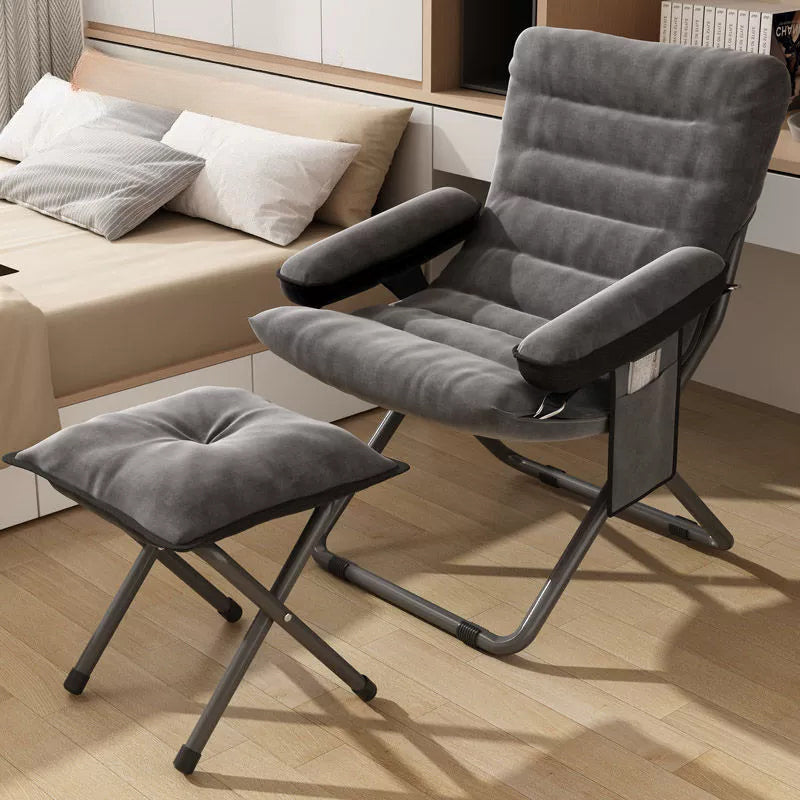 Modern Simplicity Velvet Metal Cotton Rectangular Semi-Curved Foldable Recliner Footrest Backrest Storage Bag For Bedroom