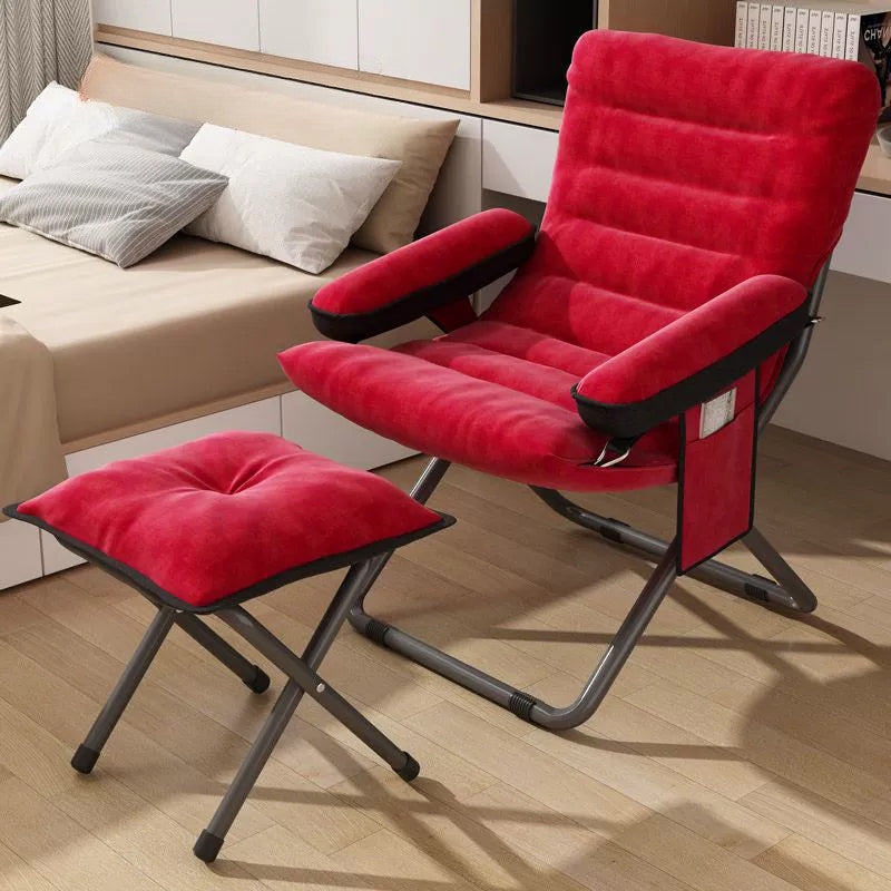 Modern Simplicity Velvet Metal Cotton Rectangular Semi-Curved Foldable Recliner Footrest Backrest Storage Bag For Bedroom
