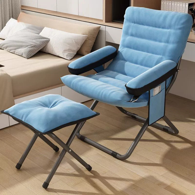 Modern Simplicity Velvet Metal Cotton Rectangular Semi-Curved Foldable Recliner Footrest Backrest Storage Bag For Bedroom
