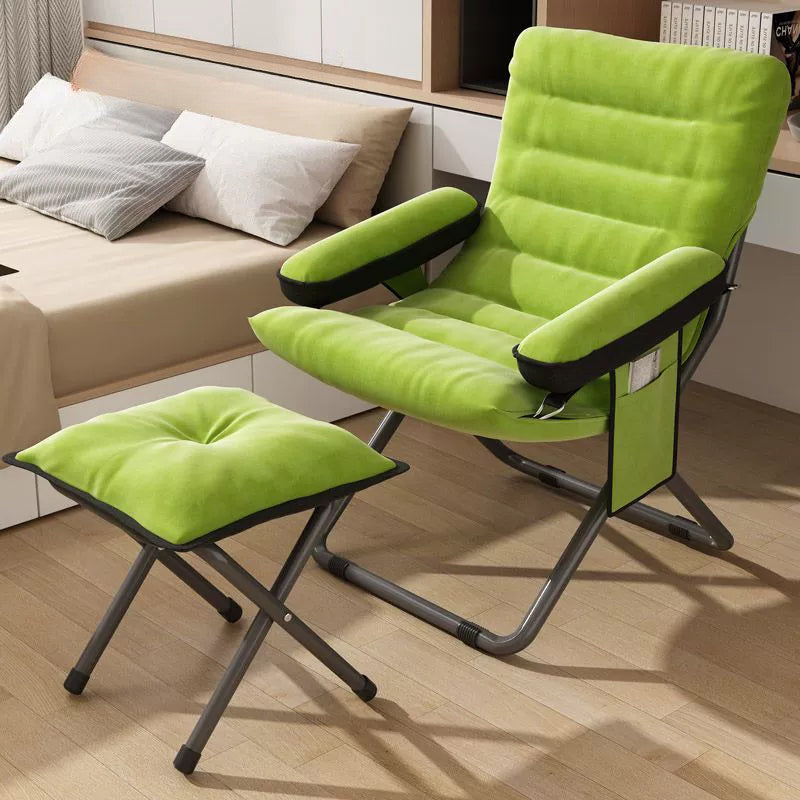 Modern Simplicity Velvet Metal Cotton Rectangular Semi-Curved Foldable Recliner Footrest Backrest Storage Bag For Bedroom