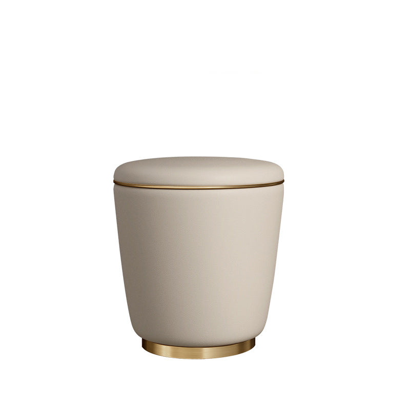 Modern Simplicity Microfiber Leather Stainless Steel Round Vanity Stool For Bedroom, Living Room, And Tea Room