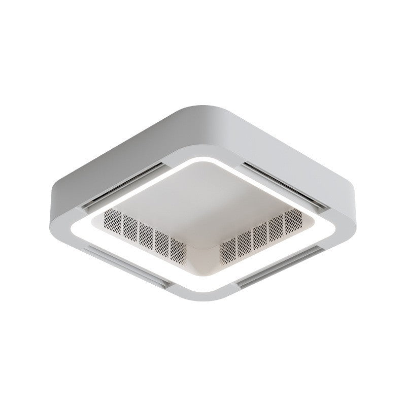 Modern Simplicity ABS Acrylic Hardware Square LED Flush Mount Ceiling Bladeless Fan Light For Bedroom