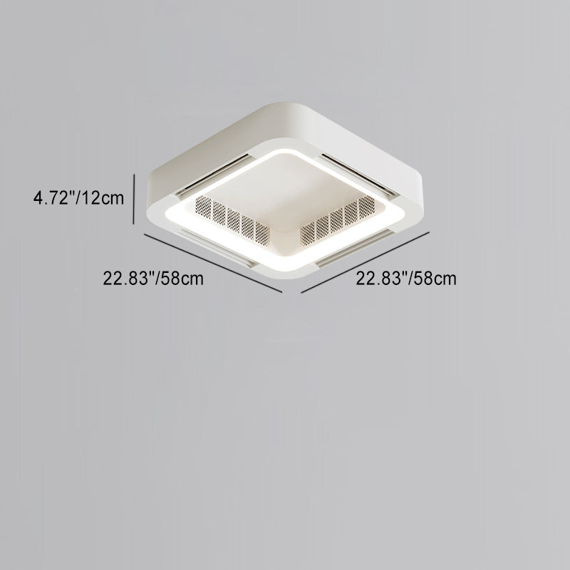 Modern Simplicity ABS Acrylic Hardware Square LED Flush Mount Ceiling Bladeless Fan Light For Bedroom