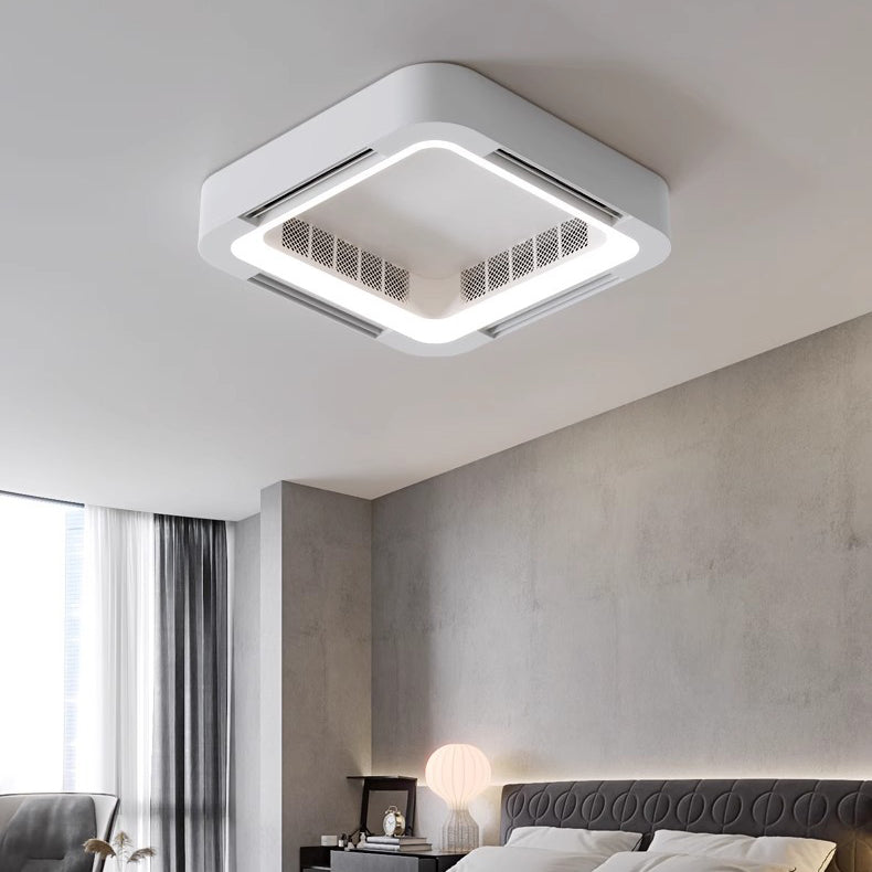 Modern Simplicity ABS Acrylic Hardware Square LED Flush Mount Ceiling Bladeless Fan Light For Bedroom