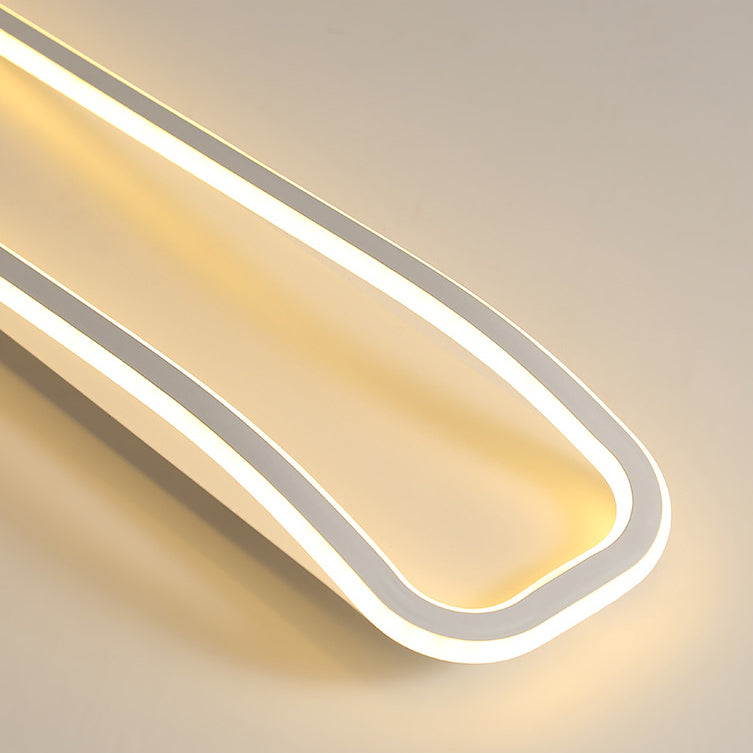 Modern Minimalist Iron Aluminum & Silicone Wave-Shaped Rectangular LED Flush Mount Ceiling Light For Hallway