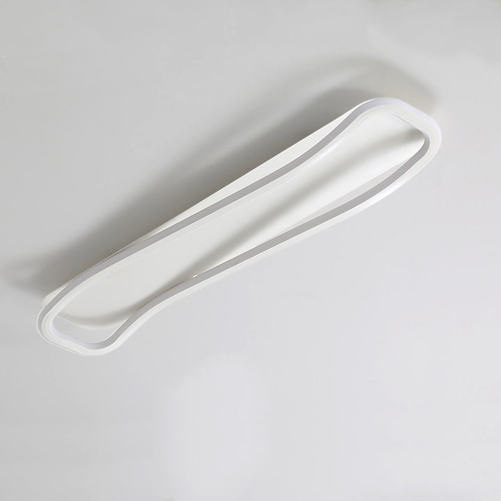 Modern Minimalist Iron Aluminum & Silicone Wave-Shaped Rectangular LED Flush Mount Ceiling Light For Hallway