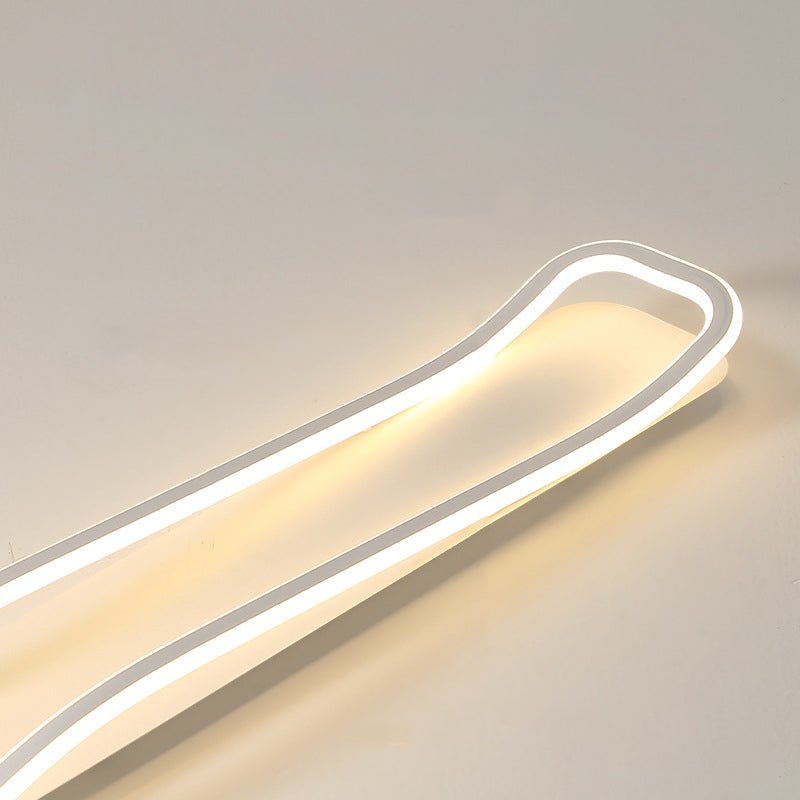 Modern Minimalist Iron Aluminum & Silicone Wave-Shaped Rectangular LED Flush Mount Ceiling Light For Hallway