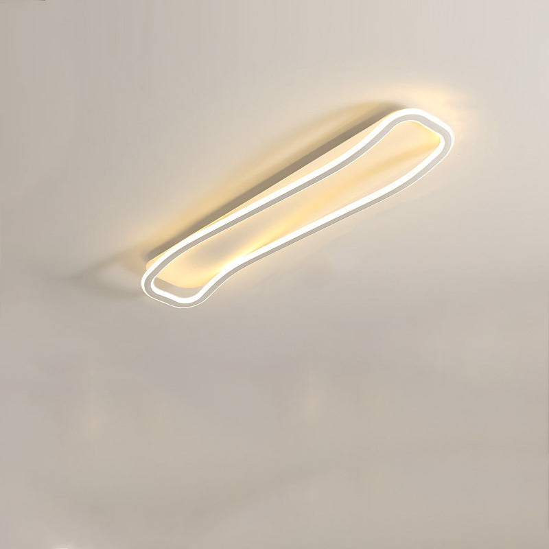Modern Minimalist Iron Aluminum & Silicone Wave-Shaped Rectangular LED Flush Mount Ceiling Light For Hallway