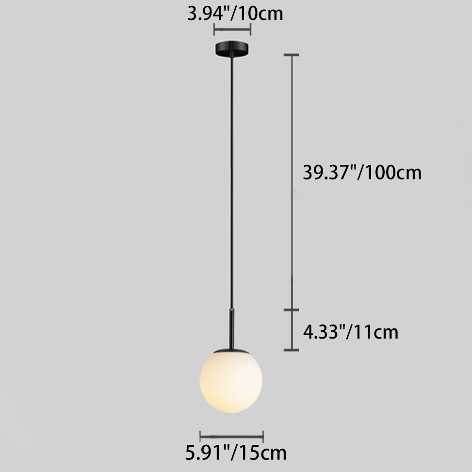 Modern Minimalist Round Ball Iron Glass 1-light Pendant Light For Living Room