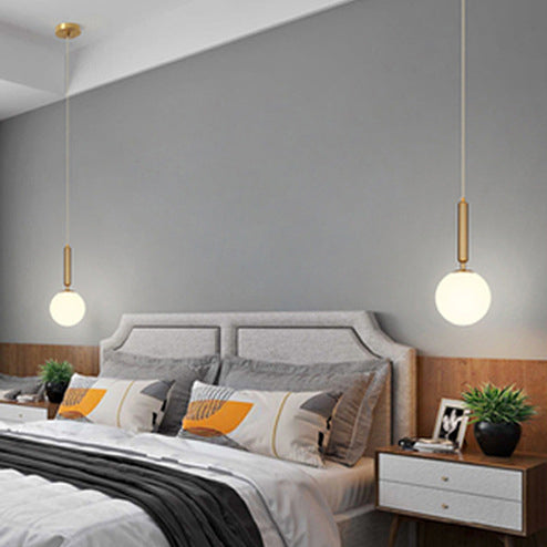 Traditional Vintage Round Ball Iron Glass 1-Light Pendant Light For Bedroom